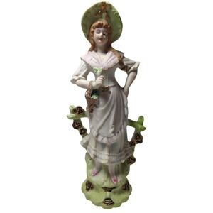 Vintage Normally China Figurine Hand Painted Made In Japan Gold Beads‎ Victorian